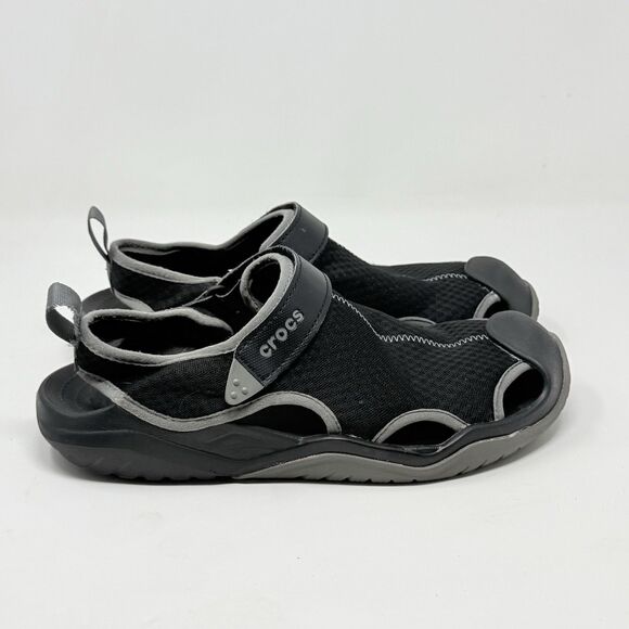 Crocs Swiftwater Mesh Deck Sandals Shoes Mens 10 Black Fisherman Water Comfort main image 8
